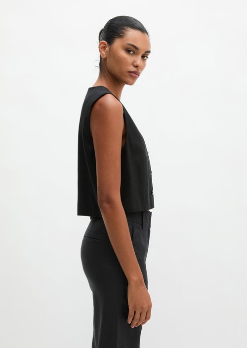 Cropped suit vest — Black