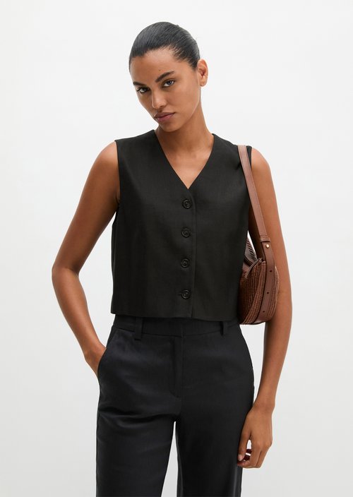 Cropped suit vest — Black