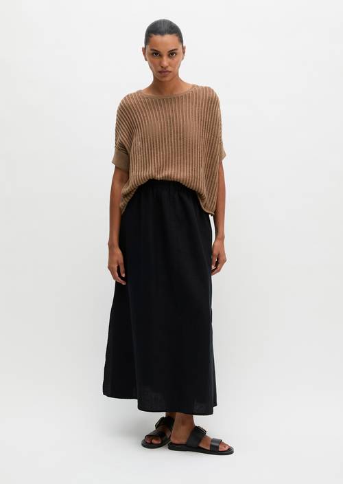 elastic waist linen skirt