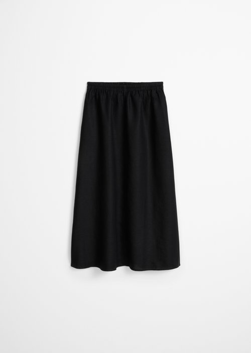 Long linen skirt A-shape — Black