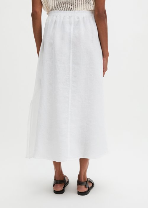 Long linen skirt A-shape — White