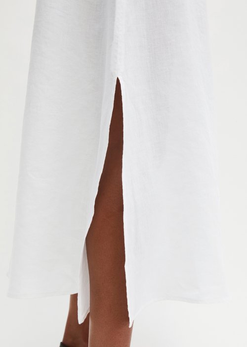 Long linen skirt A-shape — White
