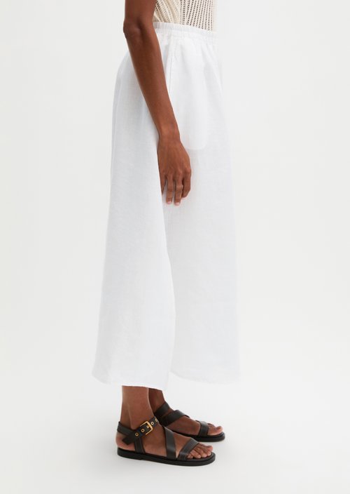 Long linen skirt A-shape — White