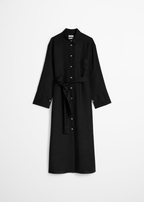 Linen shirt dress wide — Black