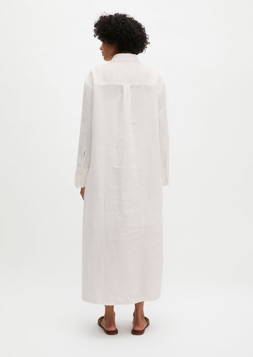 Linen shirt dress wide — White