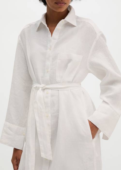 Linen shirt dress wide White in detail view