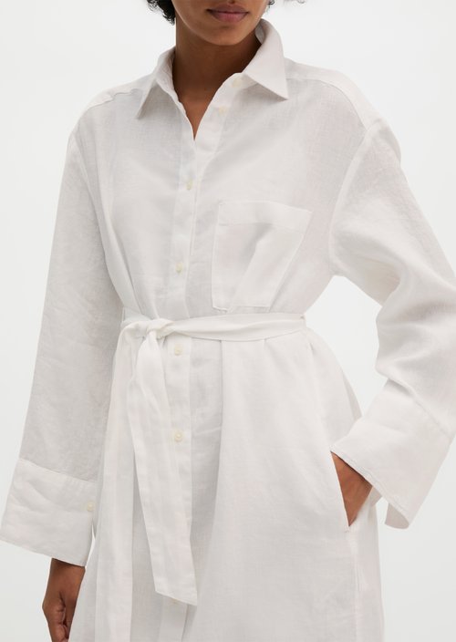 Linen shirt dress wide — White