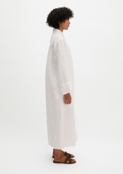 Linen shirt dress wide — White