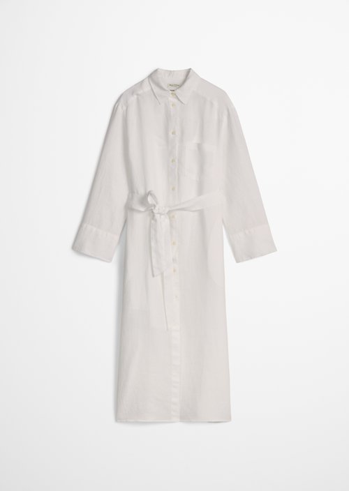 Linen shirt dress wide — White