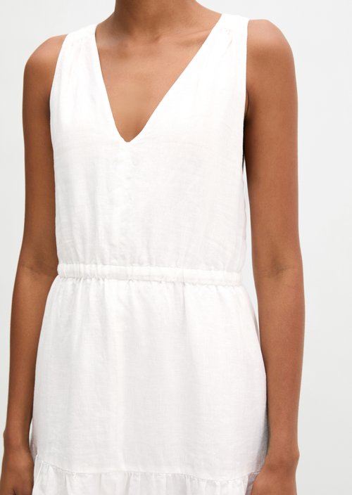 Linen tiered dress regular — White
