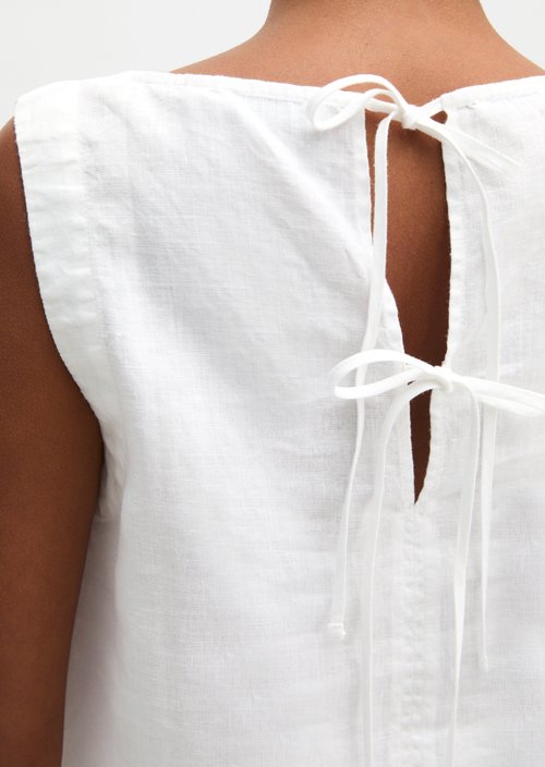 Sleeveless linen blouse regular — White
