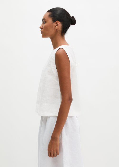 Sleeveless linen blouse regular — White