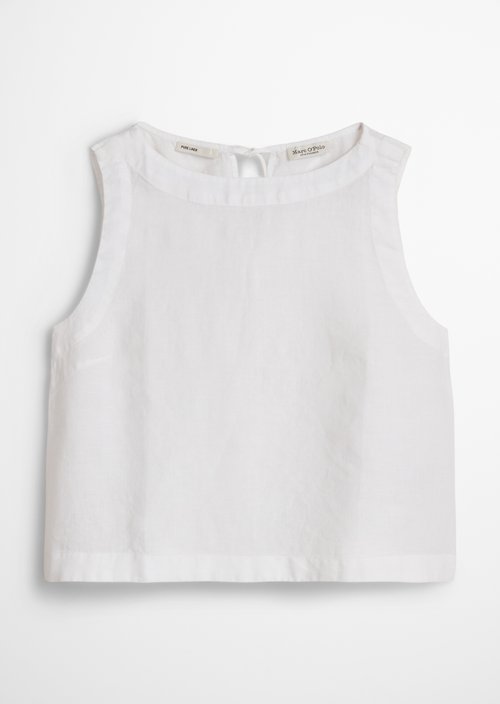Sleeveless linen blouse regular — White
