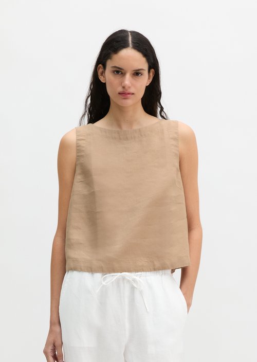 Sleeveless linen blouse regular — Sandpaper