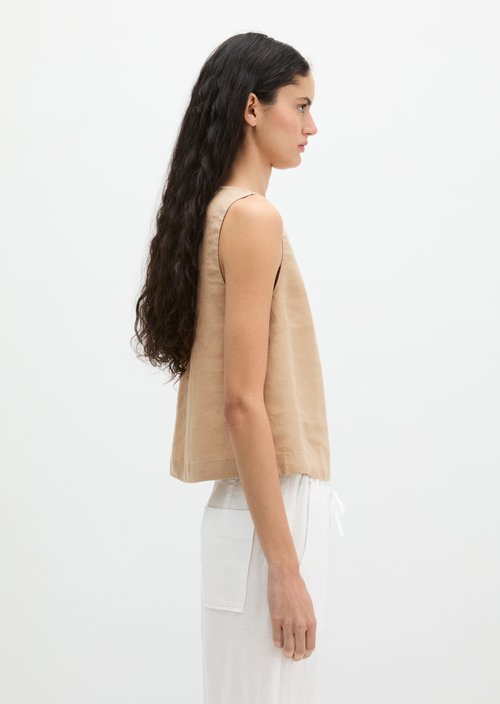 Sleeveless linen blouse regular — Sandpaper