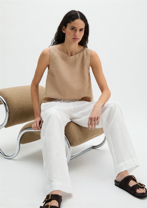 Sleeveless linen blouse regular — Sandpaper