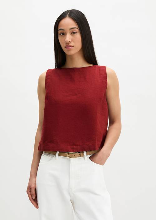 Ärmellose Leinenbluse regular Tall Poppy in Frontalansicht