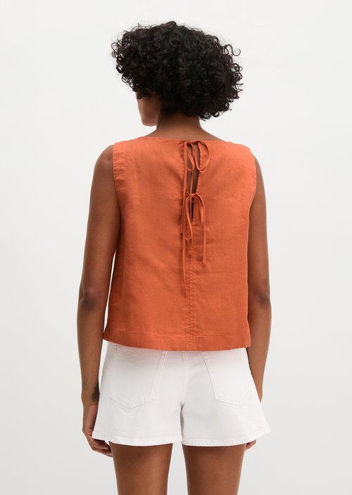 Sleeveless linen blouse regular — Warm Orange
