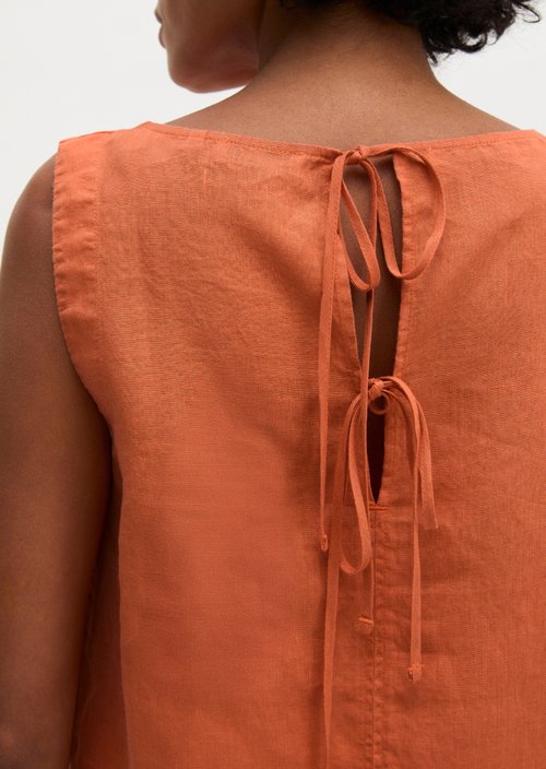 Sleeveless linen blouse regular — Warm Orange