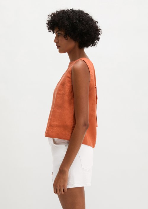 Sleeveless linen blouse regular — Warm Orange