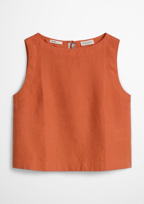 Sleeveless linen blouse regular — Warm Orange
