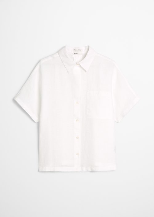 Regular short-sleeved linen blouse — White