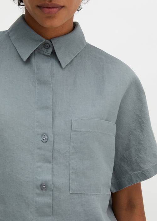 Lniana bluzka z krótkim rękawem Quiet Sea w widoku szczegółowym