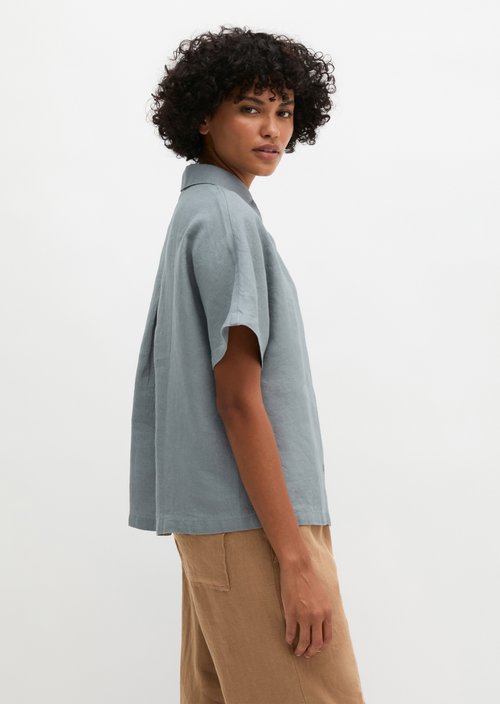 Regular short-sleeved linen blouse — Quiet Sea