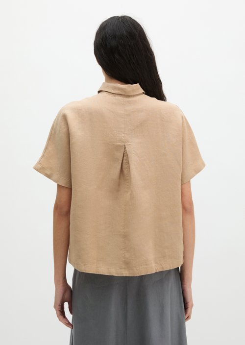 Regular short-sleeved linen blouse — Sandpaper