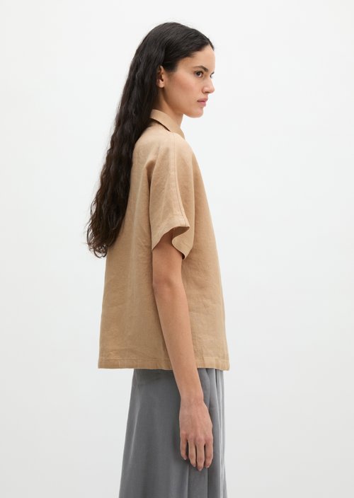Regular short-sleeved linen blouse — Sandpaper