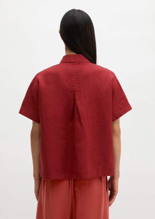 Regular short-sleeved linen blouse — Tall Poppy