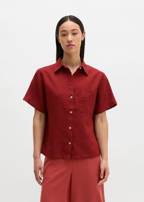 Regular short-sleeved linen blouse — Tall Poppy
