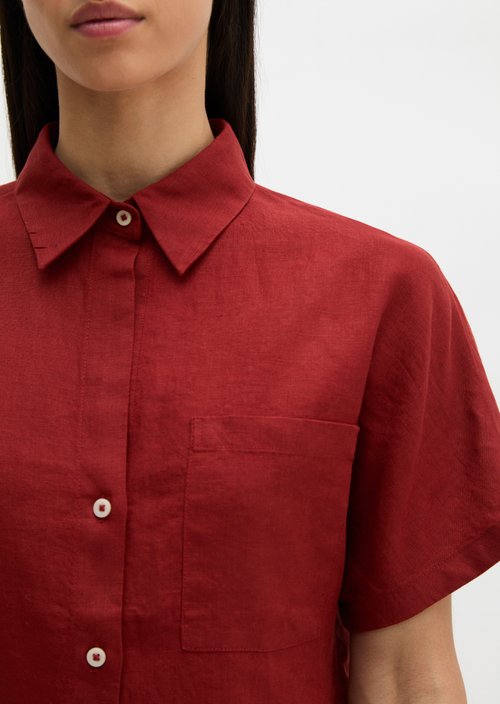 Regular short-sleeved linen blouse — Tall Poppy