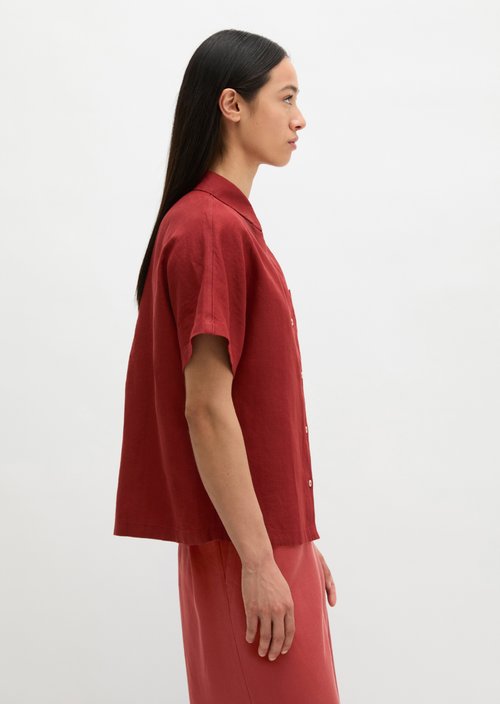 Regular short-sleeved linen blouse — Tall Poppy