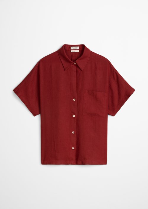 Regular short-sleeved linen blouse — Tall Poppy