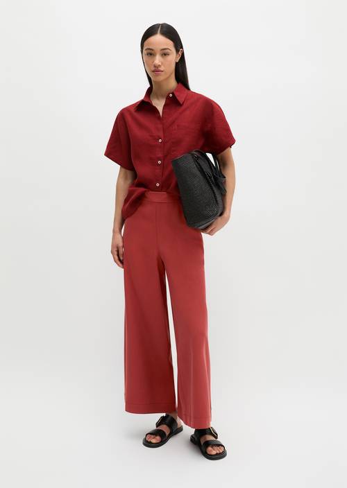 Lniana bluzka z krótkim rękawem Tall Poppy w widoku z przodu