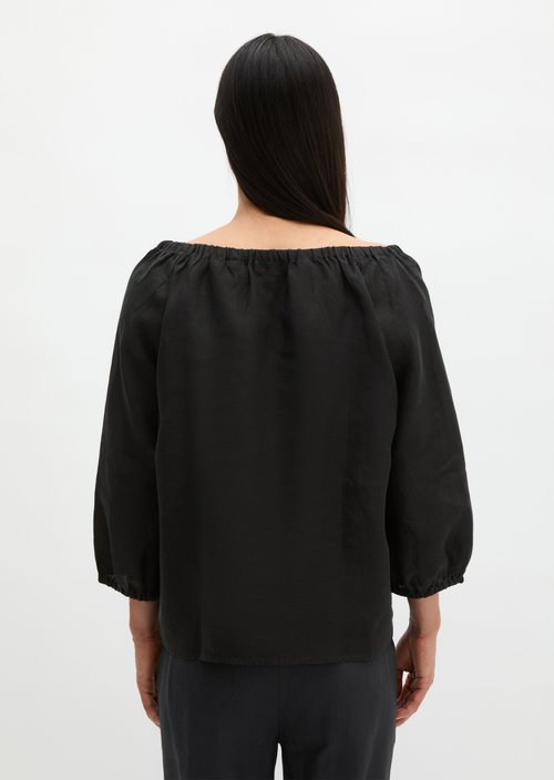 Linen cream blouse regular — Black