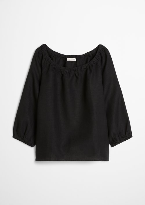 Linen cream blouse regular — Black