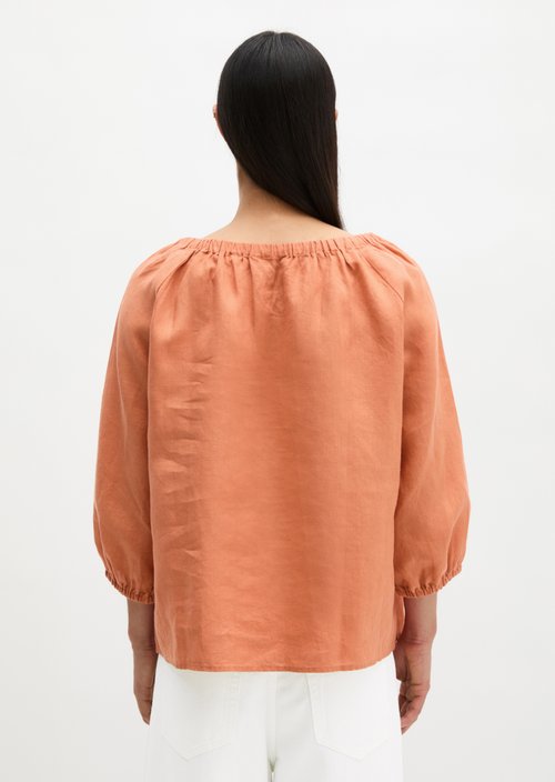 Linen cream blouse regular — Warm Orange