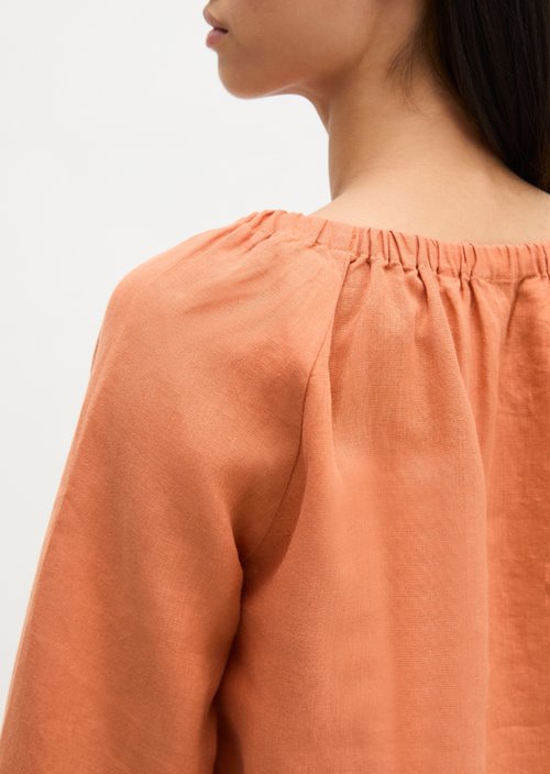Linen cream blouse regular — Warm Orange