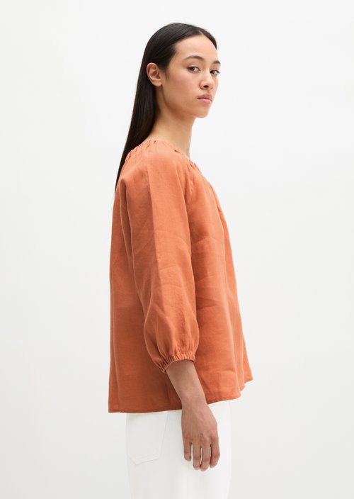 Linen cream blouse regular — Warm Orange