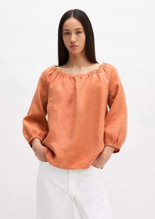 Linen cream blouse regular — Warm Orange