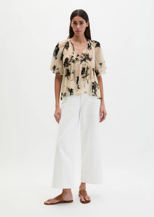 Print blouse loose Light Brown in front view