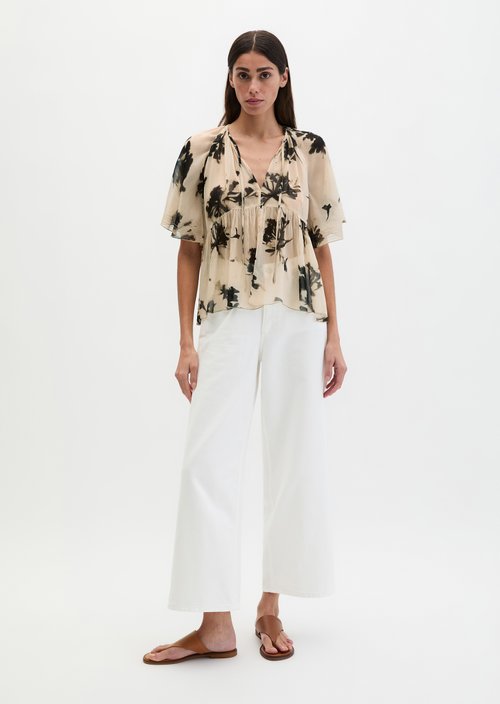 Print blouse loose — Light Brown