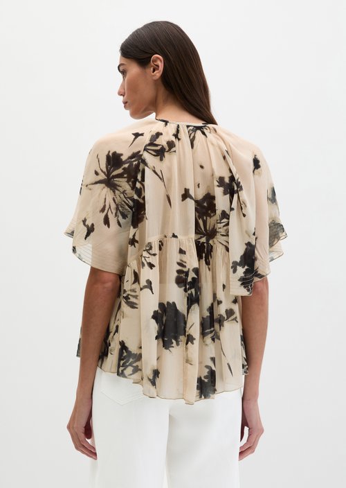 Print blouse loose — Light Brown