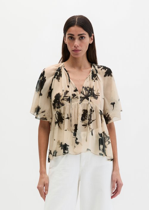 Print blouse loose — Light Brown