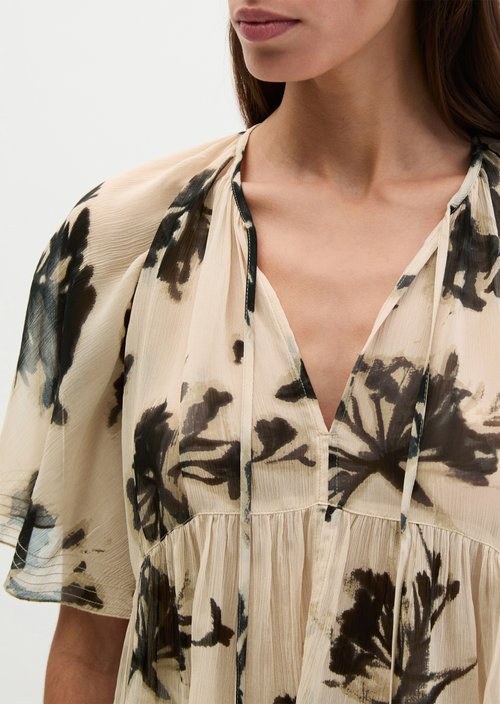 Print blouse loose — Light Brown