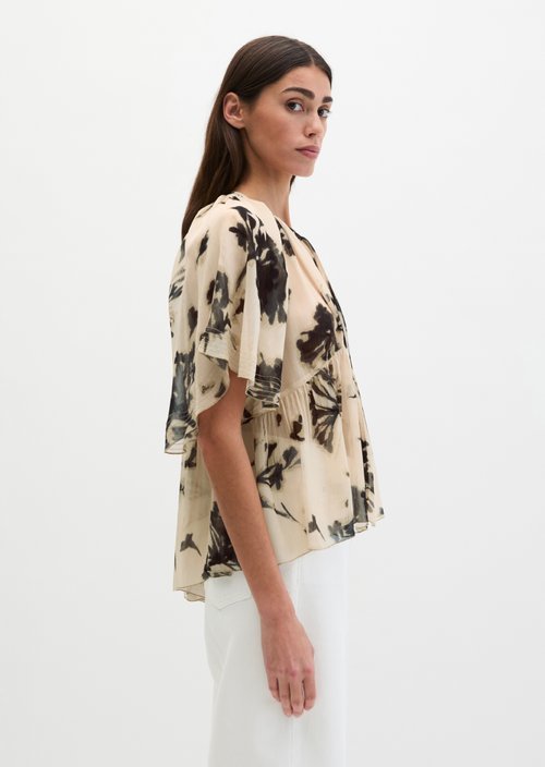 Print blouse loose — Light Brown