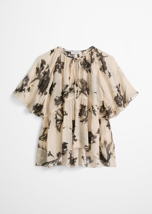 Print blouse loose — Light Brown