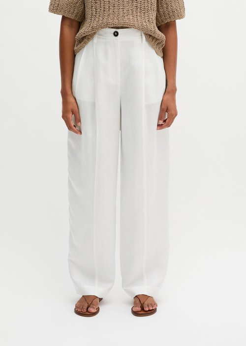 Pleated trousers relaxed — White Cotton